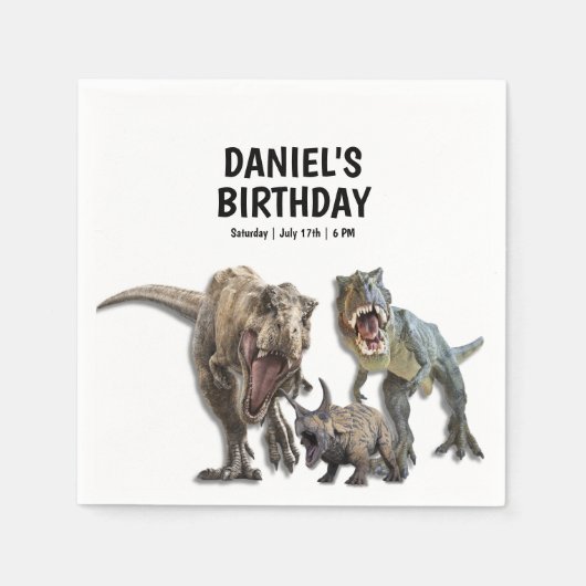 Serviette En Papier Dinosaur fête d'anniversaire imprimable, Dino Part (Devant)
