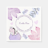Serviette En Papier Dinosaur fête d'anniversaire rose pourpre (Devant)