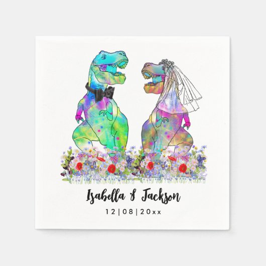 Serviette En Papier Dinosaur Mariage à thème (Devant)