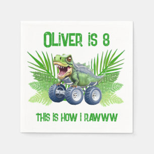 Serviette En Papier Dinosaur monstre camion anniversaire personnalisé
