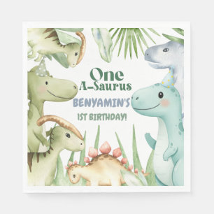 Serviette En Papier Dinosaur One-A-Saurus Boy 1ère fête d'anniversaire