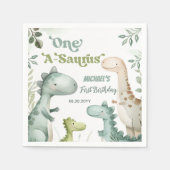 Serviette En Papier Dinosaur One-A-Saurus Garçon 1er anniversaire (Devant)