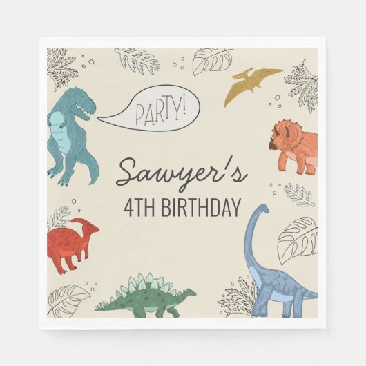 Serviette En Papier Dinosaur Papier d'anniversaire serviettes (Devant)