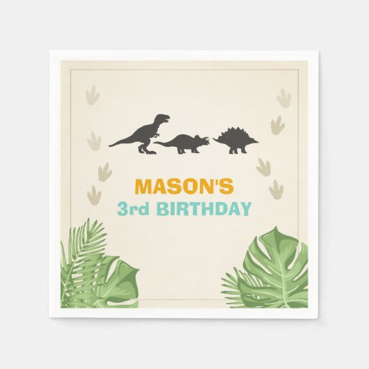 Serviette En Papier Dinosaur Papier Napkins anniversaire Dino Party (Devant)
