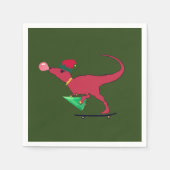 Serviette En Papier Dinosaur Patinage Mood de Noël (Devant)