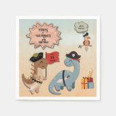 Serviette En Papier Dinosaur Pirate Anniversaire Fête Jumeaux Personna (Devant)