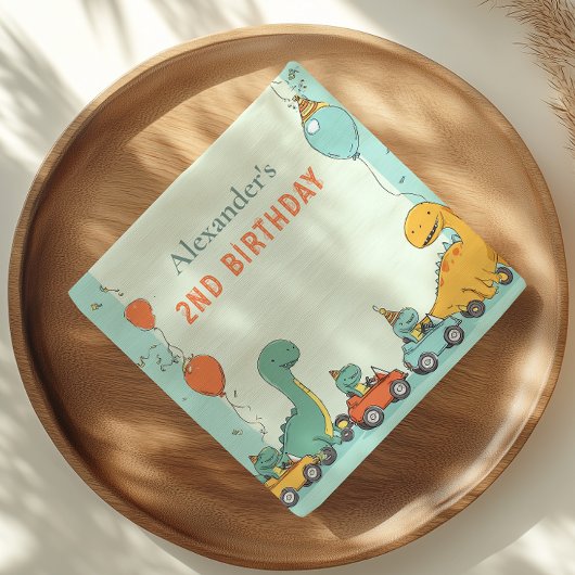 Serviette En Papier Dinosaur Race Car 2e anniversaire