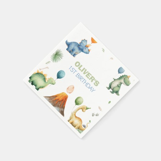 Serviette En Papier Dinosaur T-REX Birthday Party (Coin)