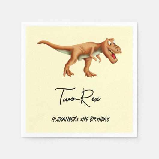 Serviette En Papier Dinosaur T Rex Deuxième fête d'anniversaire (Devant)