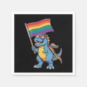 Serviette En Papier Dinosaur T Rex Gay pride LGBTQ Ally Rainbow