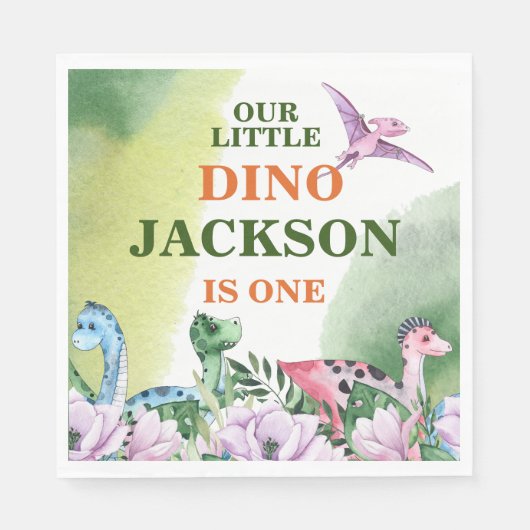 Serviette En Papier Dinosaur Thème 1er Anniversaire (Devant)