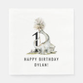 Serviette En Papier Dinosaur Thème 1ère fête d'anniversaire (Devant)