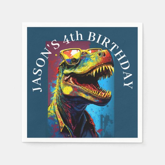 Serviette En Papier Dinosaur Thème Anniversaire (Devant)