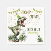 Serviette En Papier Dinosaur Three Rex 3rd Birthday Party  (Devant)