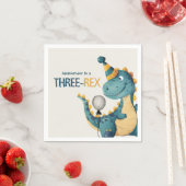 Serviette En Papier Dinosaur Trex Trois Rex 3e fête d'anniversaire (En situation)