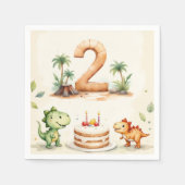 Serviette En Papier Dinosaure à deux rex 2e livre d'anniversaire (Devant)