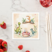Serviette En Papier Dinosaure à trois Rex 3e Anniversaire Papier (En situation)
