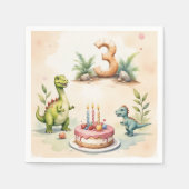 Serviette En Papier Dinosaure à trois Rex 3e Anniversaire Papier (Devant)