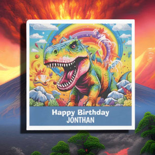 Serviette En Papier dinosaure anniversaire coloré mignon