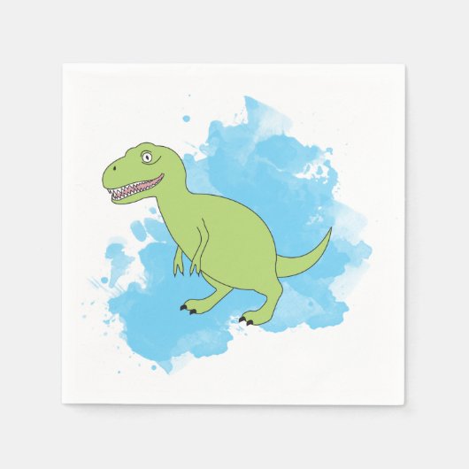 Serviette En Papier Dinosaure avec Aquarelle Arrière - plan Design (Devant)