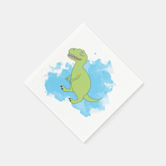 Serviette En Papier Dinosaure avec Aquarelle Arrière - plan Design (Coin)