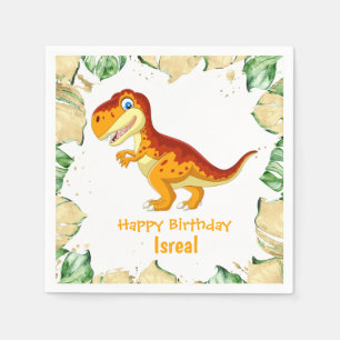 Serviette En Papier Dinosaure BIRTHDAY Gold