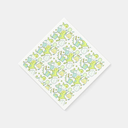 Serviette En Papier Dinosaure Bleu Et Vert (Coin)