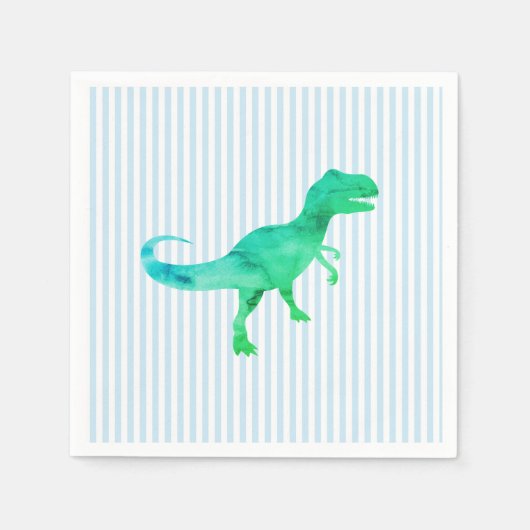 Serviette En Papier Dinosaure Bleu Silhouette Trex (Devant)