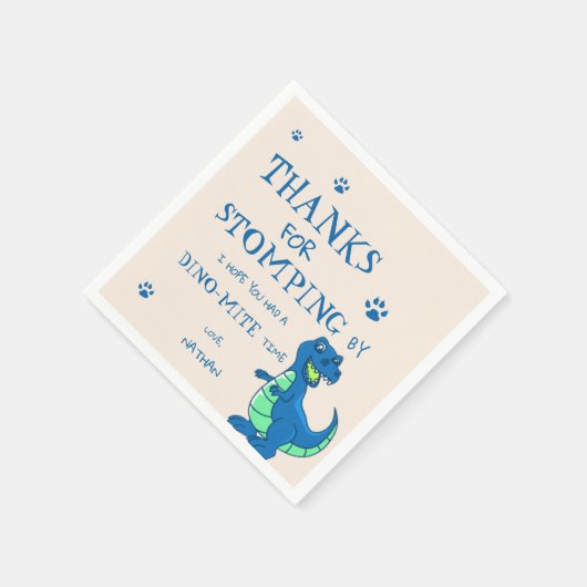 Serviette En Papier Dinosaure Bleu Vert Cute Thème Anniversaire (Coin)