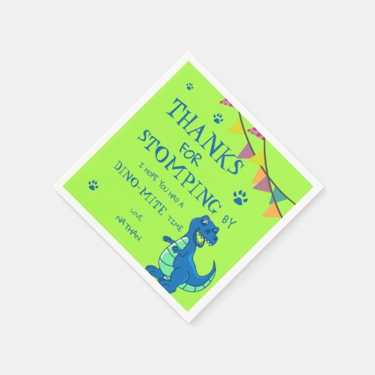 Serviette En Papier Dinosaure Bleu Vert Cute Thème Anniversaire (Coin)