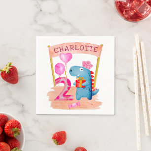 Serviette En Papier Dinosaure Cute Girly 2 ans Anniversaire