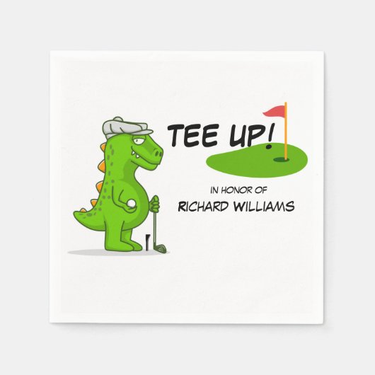 Serviette En Papier Dinosaure de golf à la retraite (Devant)