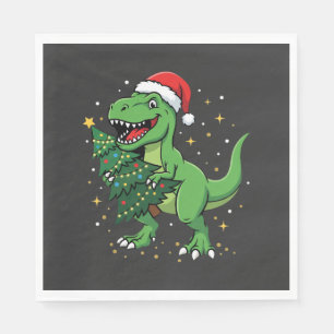 Serviette En Papier Dinosaure de Noël Santa T Rex