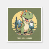 Serviette En Papier Dinosaure Drôle extérieur Personnalisé Nom de fami (Devant)