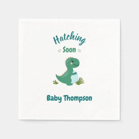 Serviette En Papier Dinosaure Editable Baby Boy Shoy Hatching Bientôt (Devant)