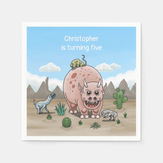 Serviette En Papier Dinosaure fantastique (Devant)