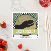 Serviette En Papier Dinosaure fête d'anniversaire rayé (En situation)