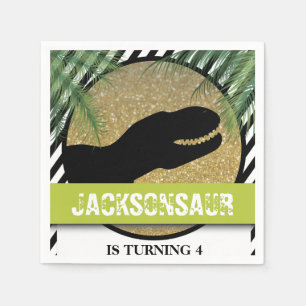 Serviette En Papier Dinosaure fête d'anniversaire rayé