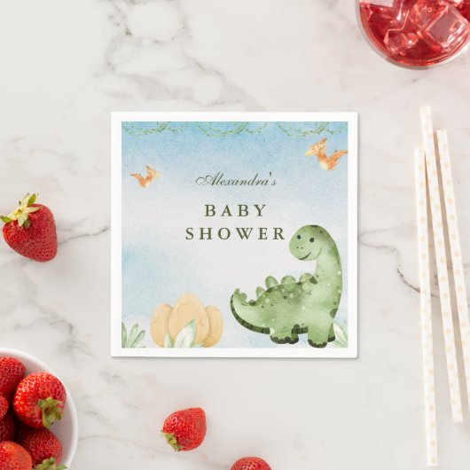 Serviette En Papier Dinosaure Hatching Bientôt Baby shower (En situation)