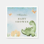 Serviette En Papier Dinosaure Hatching Bientôt Baby shower (Devant)