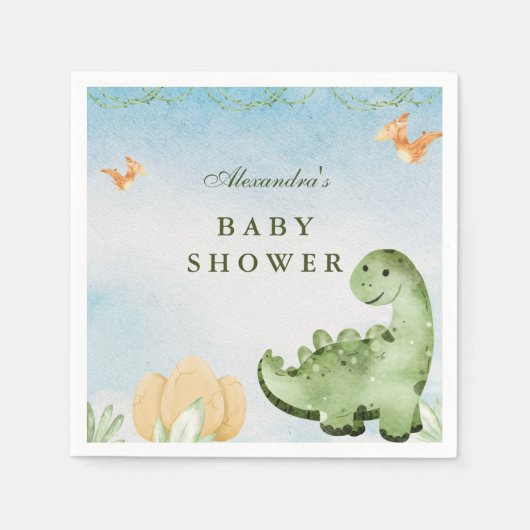 Serviette En Papier Dinosaure Hatching Bientôt Baby shower (Devant)