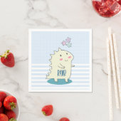 Serviette En Papier Dinosaure jaune mignon avec des étoiles joyeuses (En situation)
