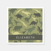 Serviette En Papier Dinosaure Motif, Dinosaur Silhouette, Votre Nom (Devant)