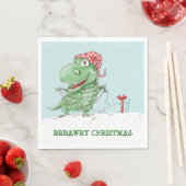 Serviette En Papier Dinosaure Noël Rawry (En situation)