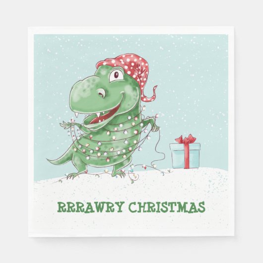 Serviette En Papier Dinosaure Noël Rawry (Devant)