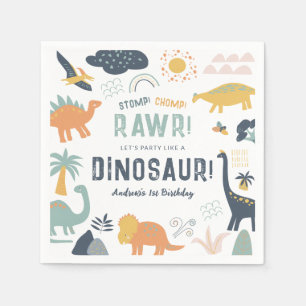 Serviette En Papier Dinosaure Premier anniversaire Stomp Chomp Roar