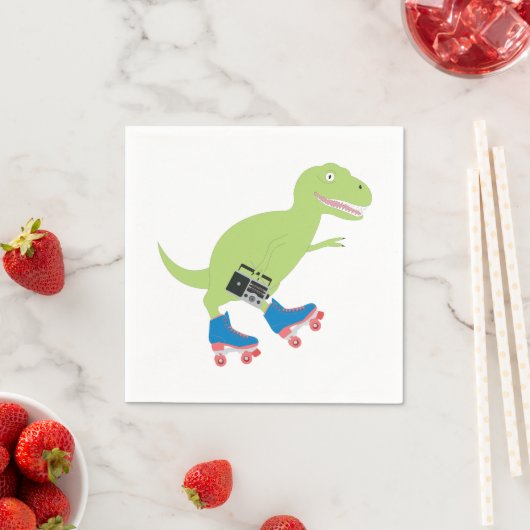 Serviette En Papier Dinosaure Roller Skating Radio (En situation)