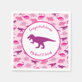 Serviette En Papier Dinosaure rose Baby shower mignonne Dino fille (Devant)