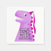 Serviette En Papier Dinosaure rose fête d'anniversaire (Devant)