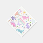 Serviette En Papier Dinosaure rose fête d'anniversaire (Coin)